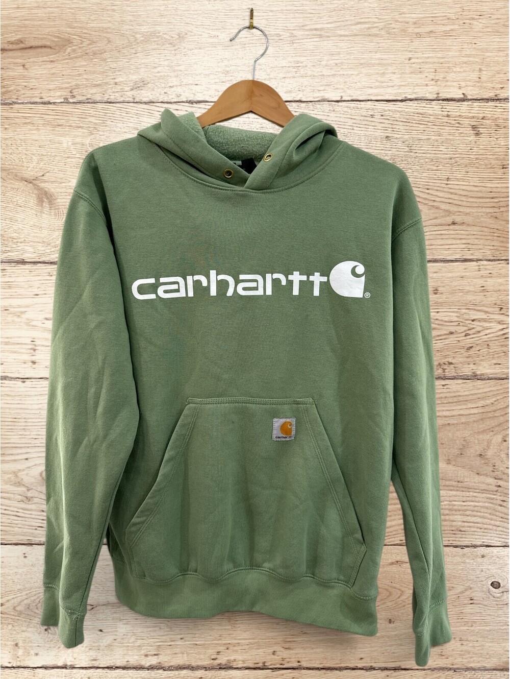 Carhartt M Green Logo Hoodie Loose Fit Workwear Streetwear Gorpcore Pullover